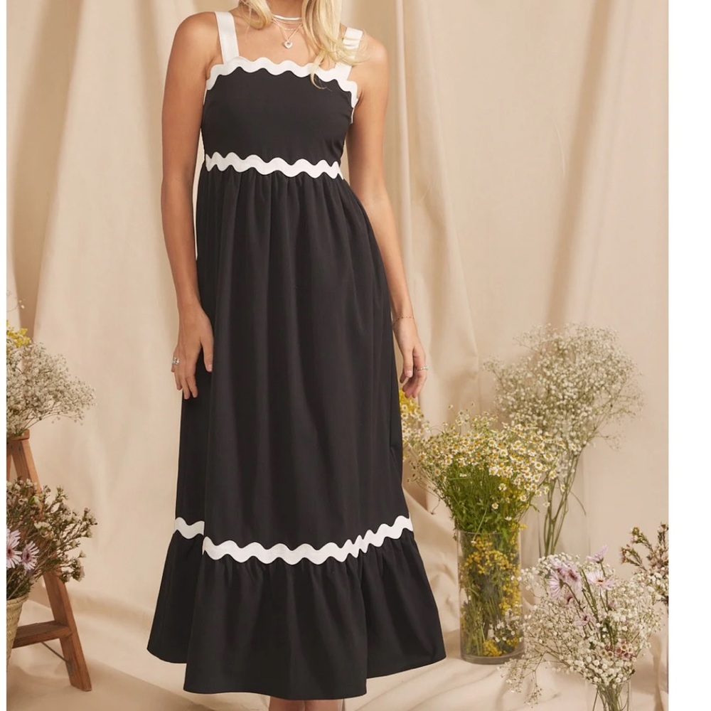 Black Maxi Dress with Ric Rac Trim